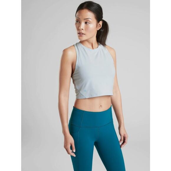 Athleta XS Crop Tank Top Shanti Yoga Tank Bright White Athletic Workout Shirt - Picture 3 of 12